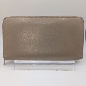 Celine Beige Leather Zip Wallet